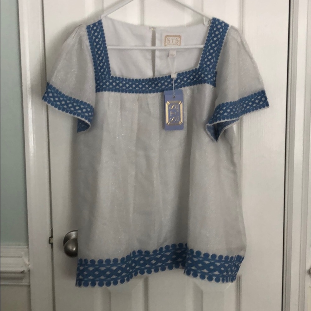 Sail to Sable Silver with blue trim shirt